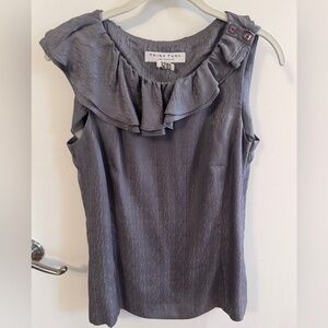 Trina Turk Gray Ruffle Sleeveless Top Size 8